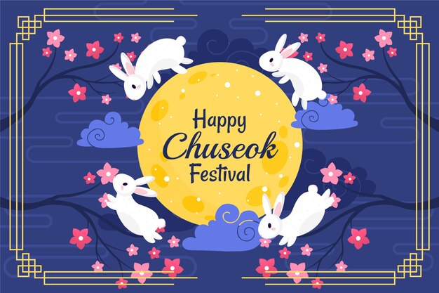 Fondo plano para la celebración del festival chuseok de corea del sur