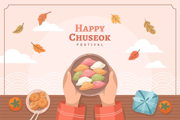 Fondo plano para la celebración del festival coreano chuseok