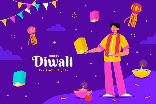 Fondo plano para la celebración del festival diwali