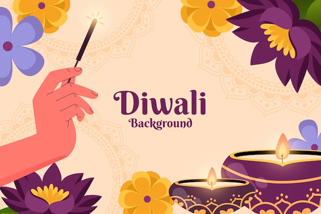 Vector gratuito fondo plano para la celebración del festival diwali