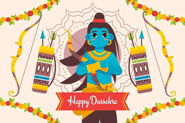 Fondo plano para la celebración del festival dussehra