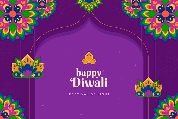 Fondo plano para la celebración del festival hindú de diwali