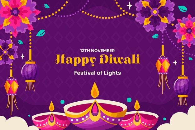 Fondo plano para la celebración del festival hindú de diwali