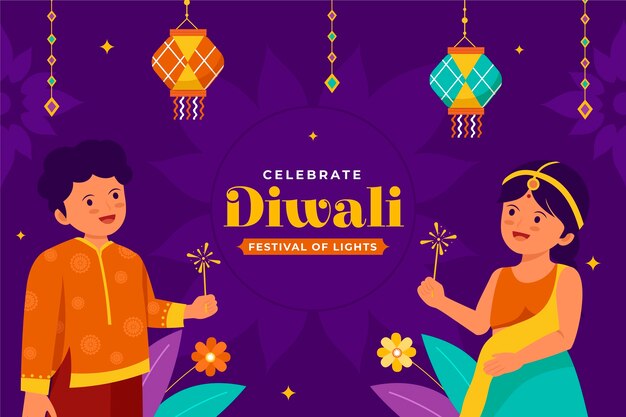 Fondo plano para la celebración del festival hindú de diwali