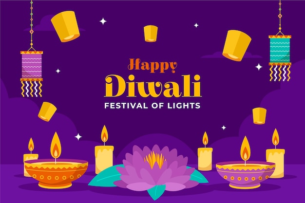 Fondo plano para la celebración del festival hindú de diwali
