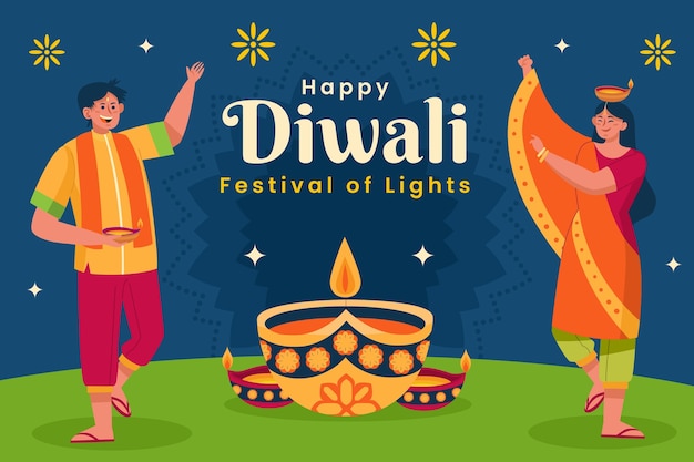 Vector gratuito fondo plano para la celebración del festival hindú de diwali