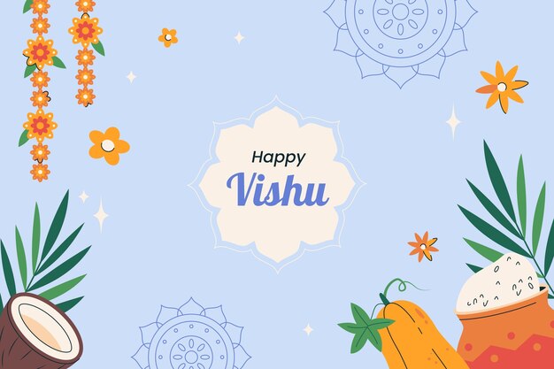 Fondo plano para la celebración del festival hindú vishu