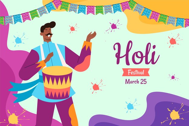 Fondo plano para la celebración del festival holi
