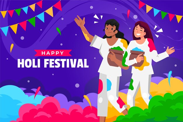 Fondo plano para la celebración del festival holi