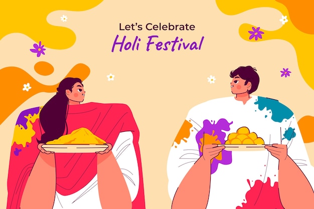 Vector gratuito el fondo plano para la celebración del festival de holi.