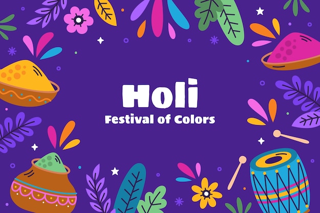 Vector gratuito el fondo plano para la celebración del festival de holi.