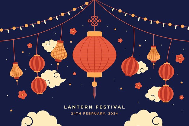 Fondo plano para la celebración del festival de las linternas