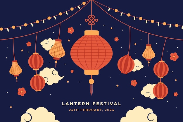 Fondo plano para la celebración del festival de las linternas