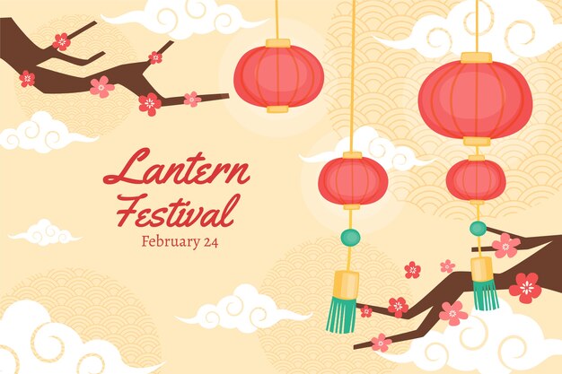 Fondo plano para la celebración del festival de las linternas