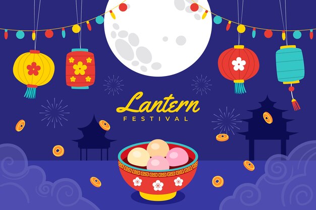 Fondo plano para la celebración del festival de las linternas