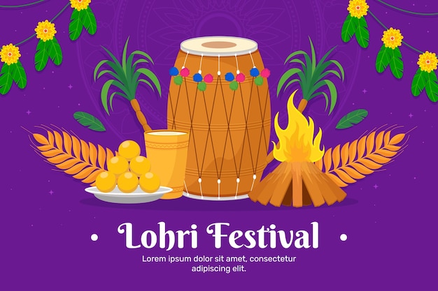 Fondo plano para la celebración del festival lohri