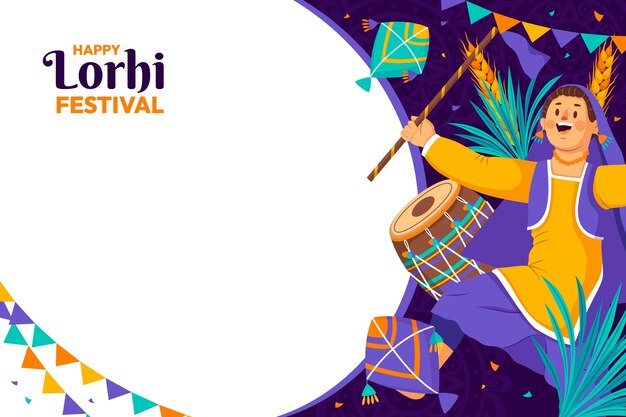 Fondo plano para la celebración del festival lohri