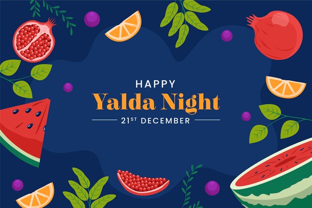 Fondo plano para la celebración del festival nocturno de yalda con fruta