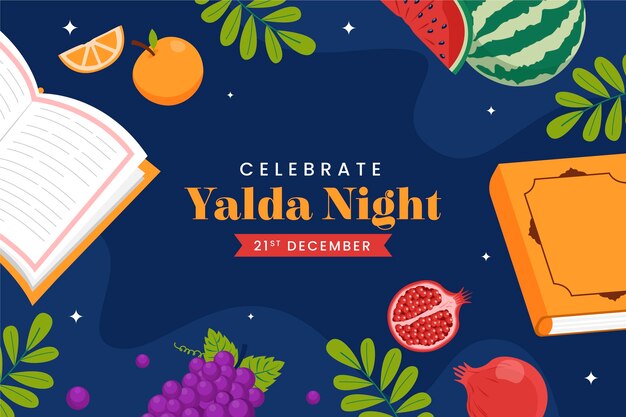 Fondo plano para la celebración del festival nocturno de yalda con fruta