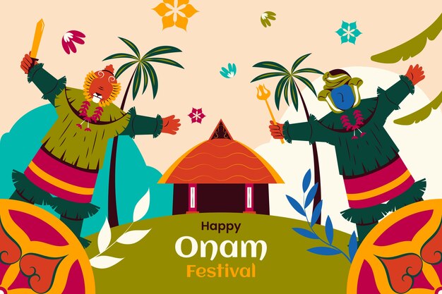 Fondo plano para la celebración del festival onam