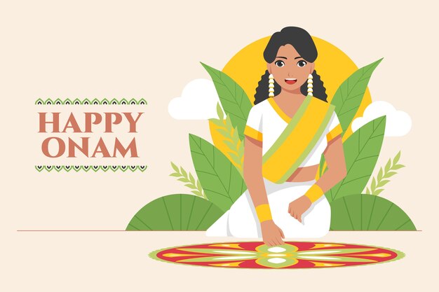 Fondo plano para la celebración del festival onam