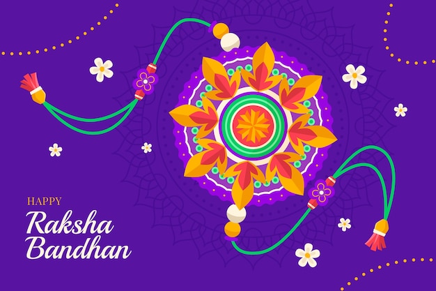 Vector gratuito fondo plano para la celebración del festival raksha bandhan
