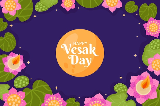 Vector gratuito fondo plano para la celebración del festival vesak