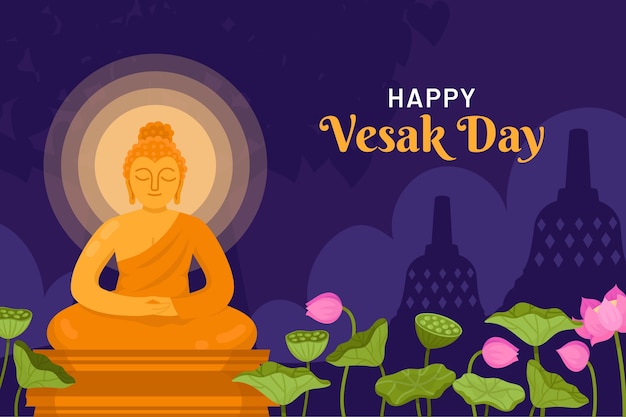 Vector gratuito fondo plano para la celebración del festival vesak