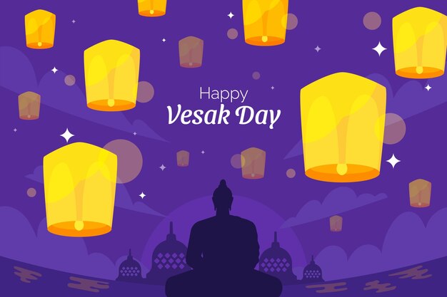 Fondo plano para la celebración del festival vesak
