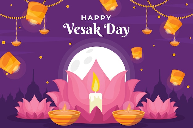 Fondo plano para la celebración del festival vesak