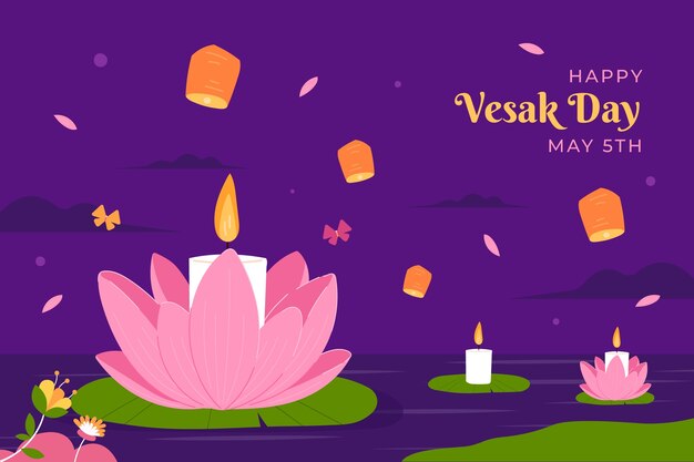 Fondo plano para la celebración del festival vesak