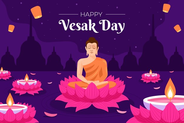 Fondo plano para la celebración del festival vesak