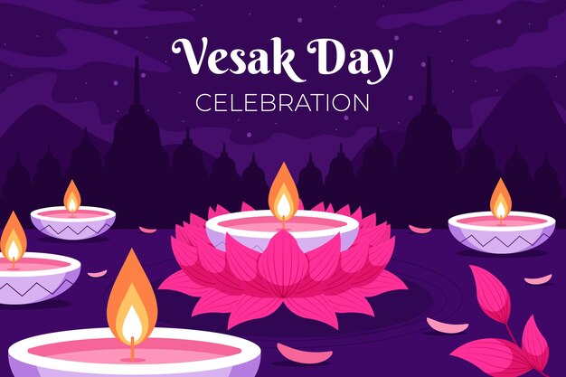 Fondo plano para la celebración del festival vesak