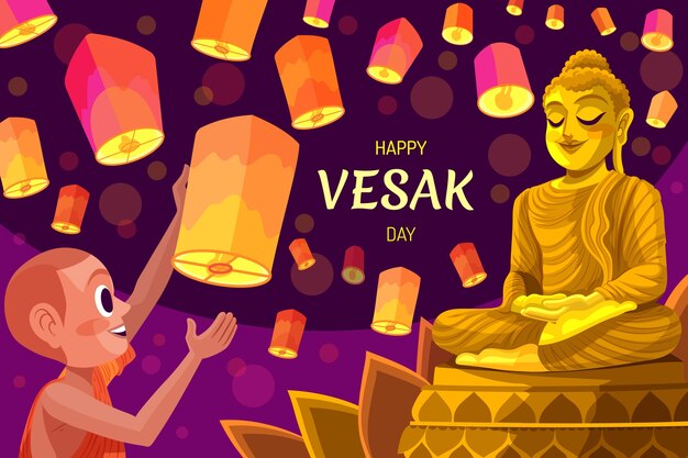 Fondo plano para la celebración del festival vesak