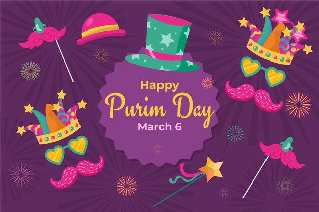 Fondo plano para la celebración de la festividad de purim