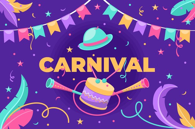 Fondo plano de celebración de fiesta de carnaval