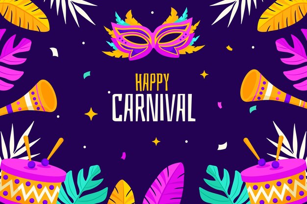 Fondo plano para la celebración de la fiesta de carnaval
