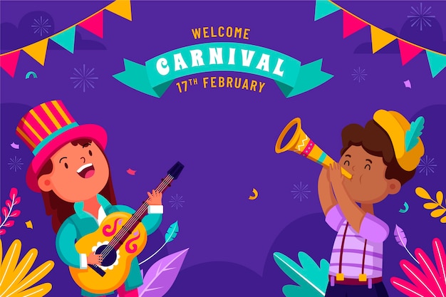 Fondo plano para la celebración de la fiesta de carnaval