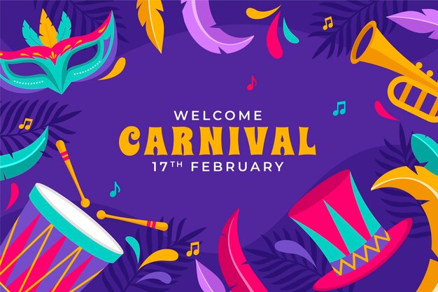 Fondo plano para la celebración de la fiesta de carnaval