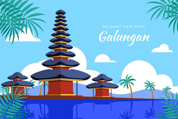 Fondo plano de celebración de galungan