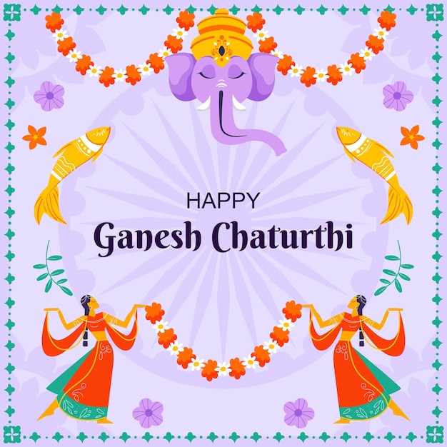 Vector gratuito fondo plano para la celebración de ganesh chaturthi