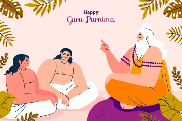 Vector gratuito fondo plano para la celebración de guru purnima