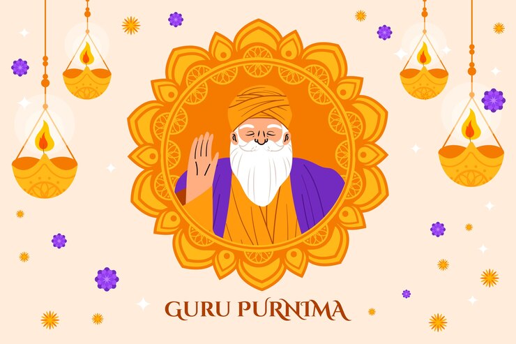 Vector gratuito fondo plano para la celebración de guru purnima