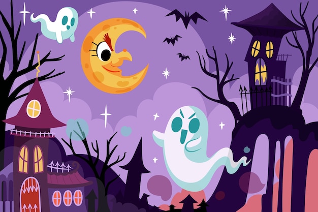 Vector gratuito fondo plano para la celebración de halloween