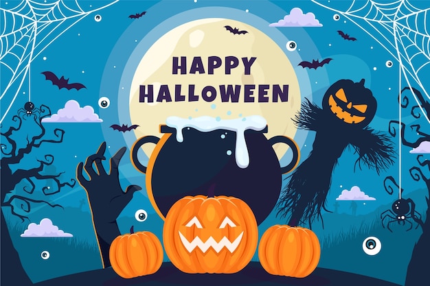 Vector gratuito fondo plano para la celebración de halloween