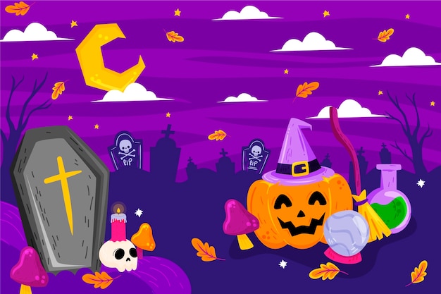 Vector gratuito fondo plano para la celebración de halloween