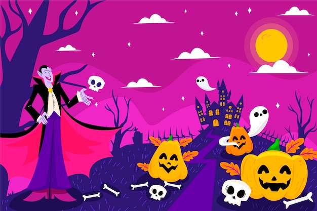 Fondo plano para la celebración de Halloween