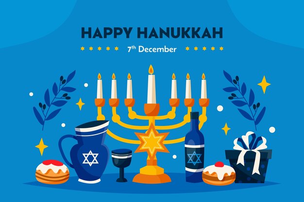 Fondo plano para la celebración de hanukkah