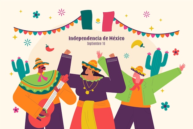 Fondo plano para la celebración de la independencia de méxico