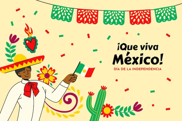 Fondo plano para la celebración de la independencia de méxico